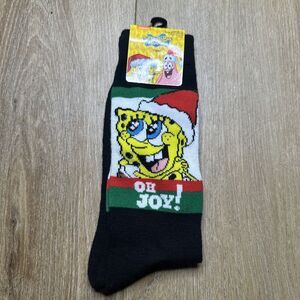 SpongeBob Squarepants "Oh Joy!" Christmas Socks, Holiday Crew‎ Socks 1 Pair NWT